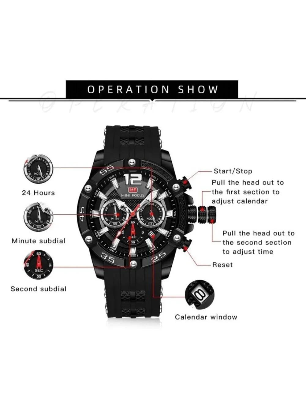 Men's Black Analog Quartz Waterproof Chronograph Classic Stylish Casual Watch